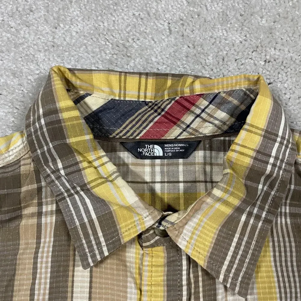 The North Face Shirt Mens L Brown Plaid Long Sleeve Button Up Cotton Outdoor